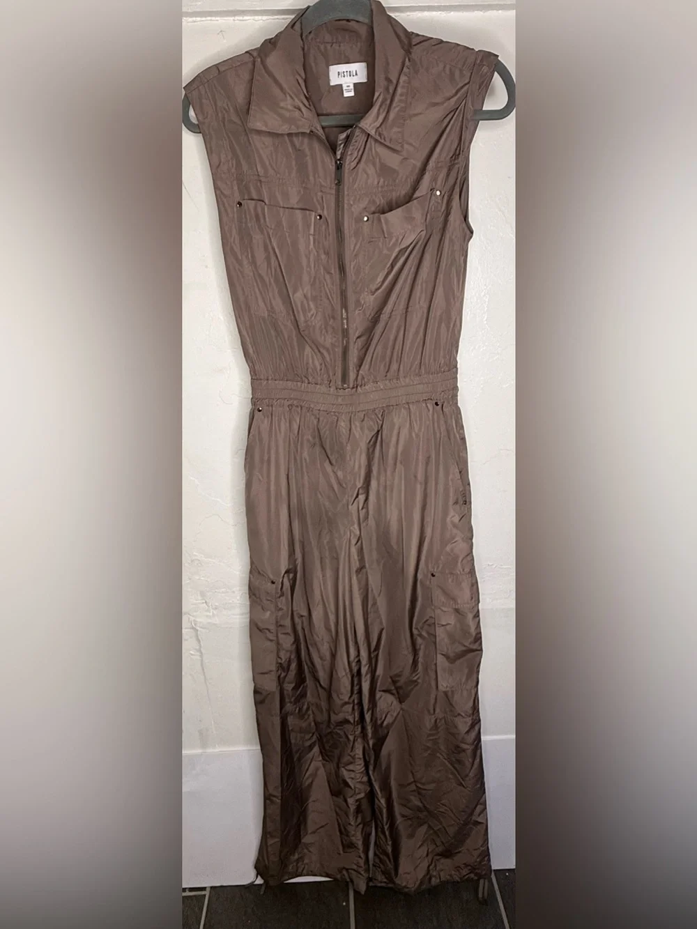 pistola Becca Sleeveless Utility Jumpsuit in Taupe Anthropologie Size XS